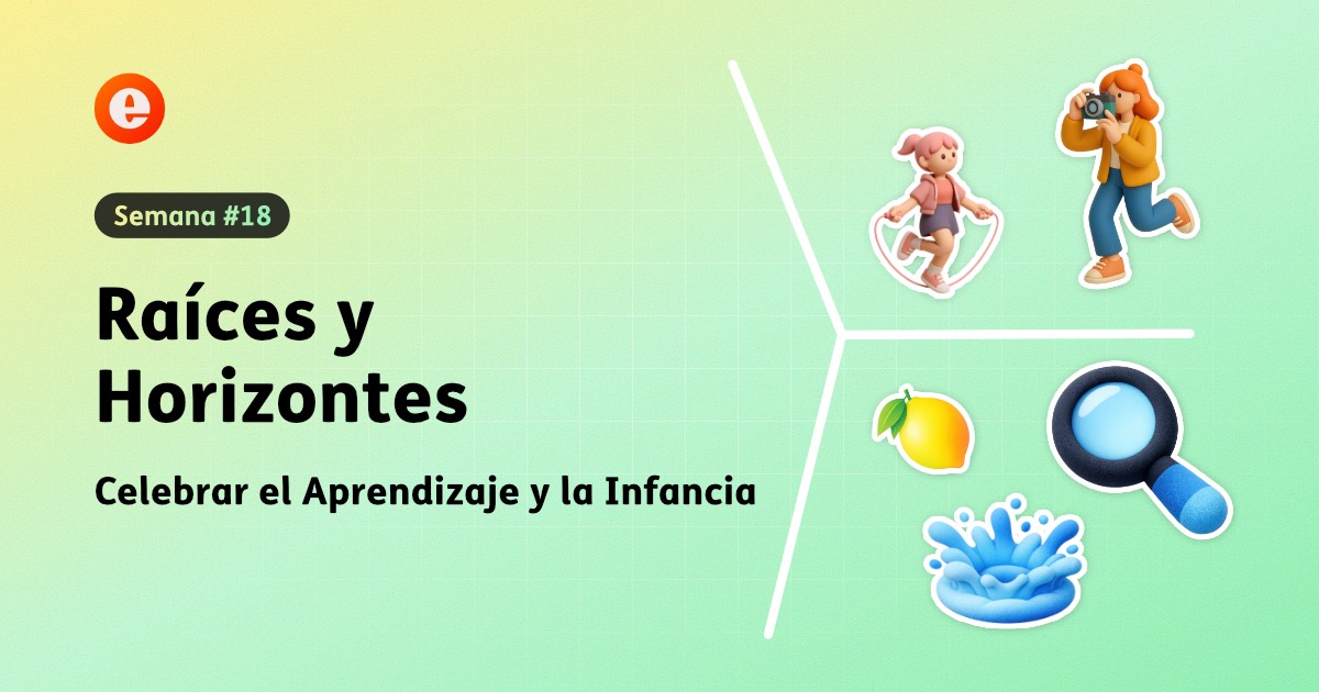 Collage que integra un microscopio o lupa (observación), una gota de agua estilizada (Museo del Agua), limones frescos (salida Ciclo 5) y elementos de juegos tradicionales (trompo o canicas).