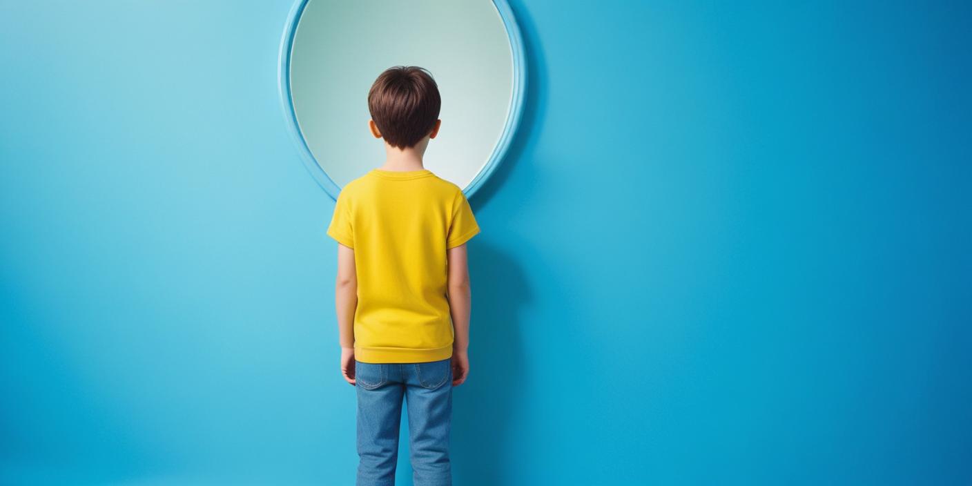 Niño observándose frente a un espejo