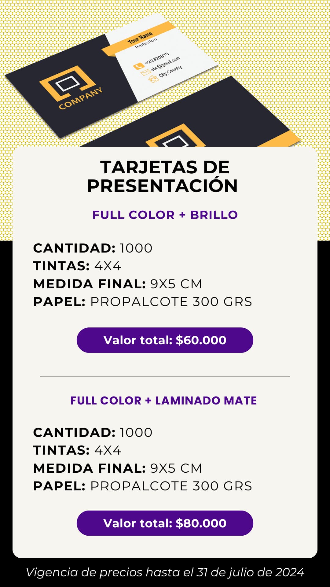 descripción del servicio de volantes